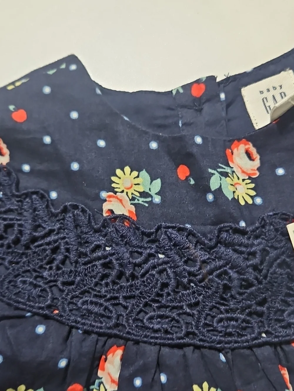 Baby Gap Navy Floral Dot Dress Sz 18-24 Mo.
